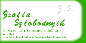 zsofia szlobodnyik business card