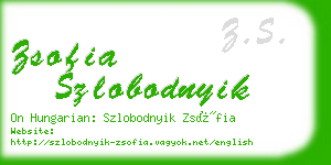 zsofia szlobodnyik business card